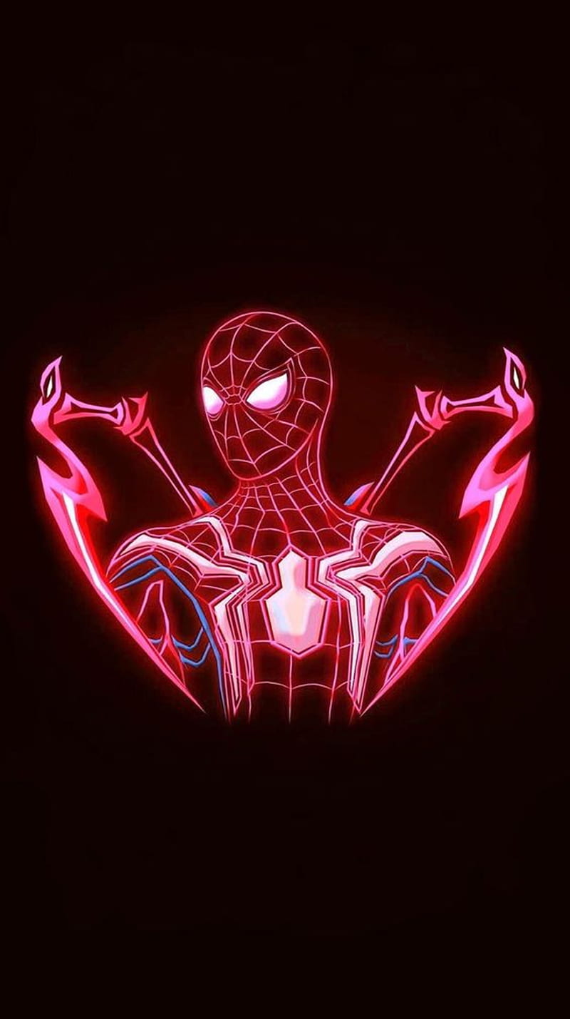 HD wallpaper iron spider man avengers end game iron spiderman neon red signs spiderman spiderman 4 spiderman homecoming spiderman neon