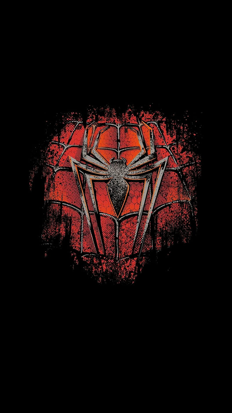 HD wallpaper spiderman black hero logo red spider