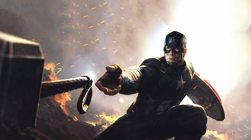 HD wallpaper captain america mjolnir avengers endgame 2019 captain america superheroes artwork avengers endgame