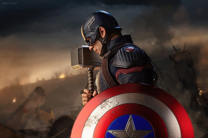 HD wallpaper captain america with hammer and shield captain america superheroes artist artwork digital art