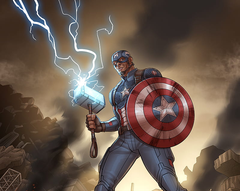 HD wallpaper shield captain america with thor s hammer