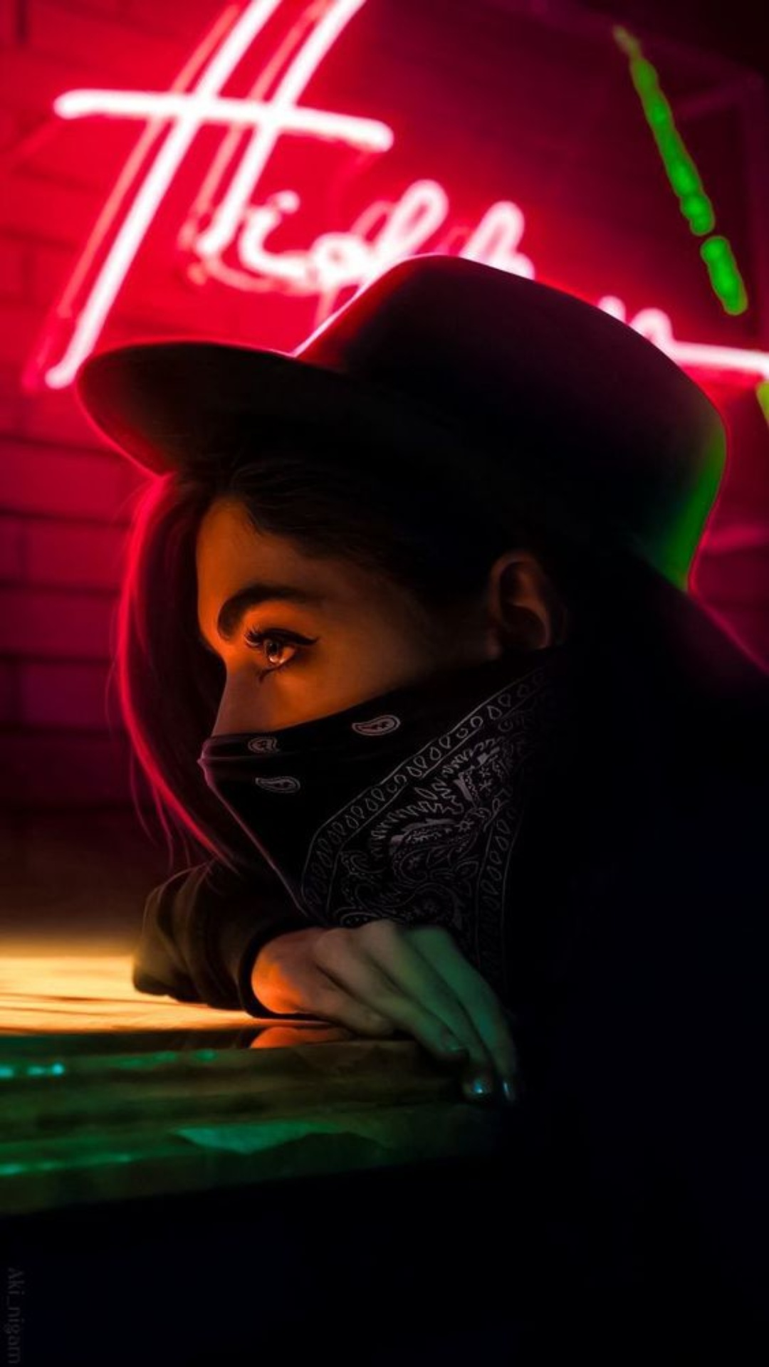 Girl with Neon Mask 4k HD Wallpapers