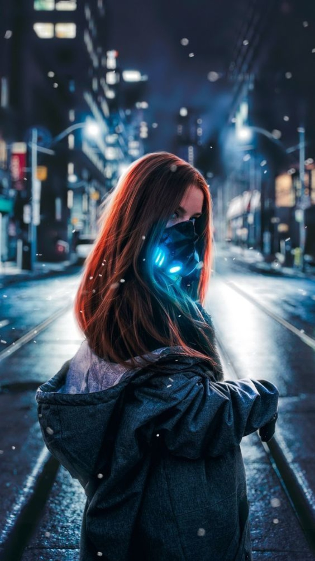 Neon Mask Girl Background
